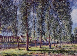 Allée de peupliers à Moret par Alfred Sisley