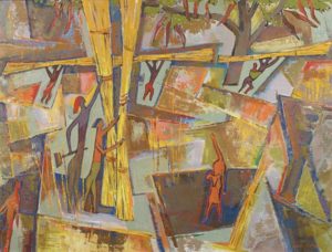 Africains à l’automne, la longue herbe jaune Par Walter Battiss
