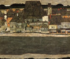 Maisons près de la rivière par Egon Schiele