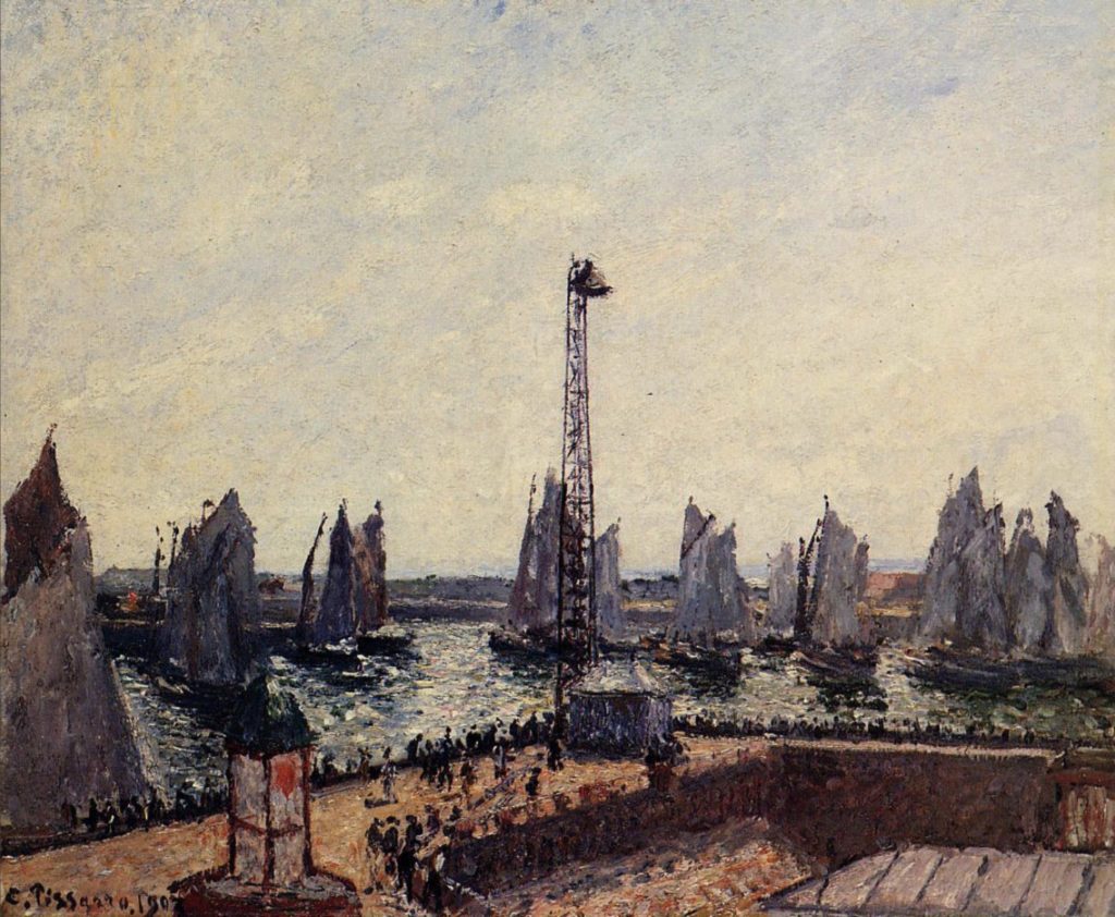 Le port intérieur et la jetée, Le Havre par Camille Pissarro