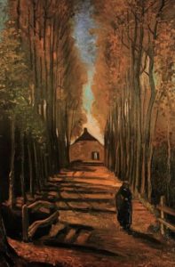 Allée de peupliers en automne de Vincent van Gogh