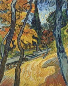 Arbres dans le jardin de l’asile (1889)