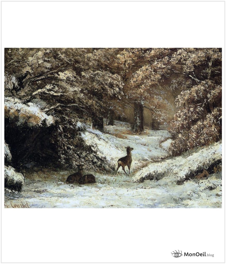 La remise des chevreuils en hiver Par Gustave Courbet