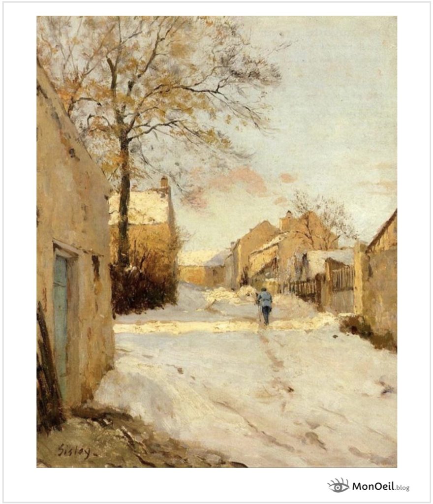 Rue de village en hiver par Alfred Sisley