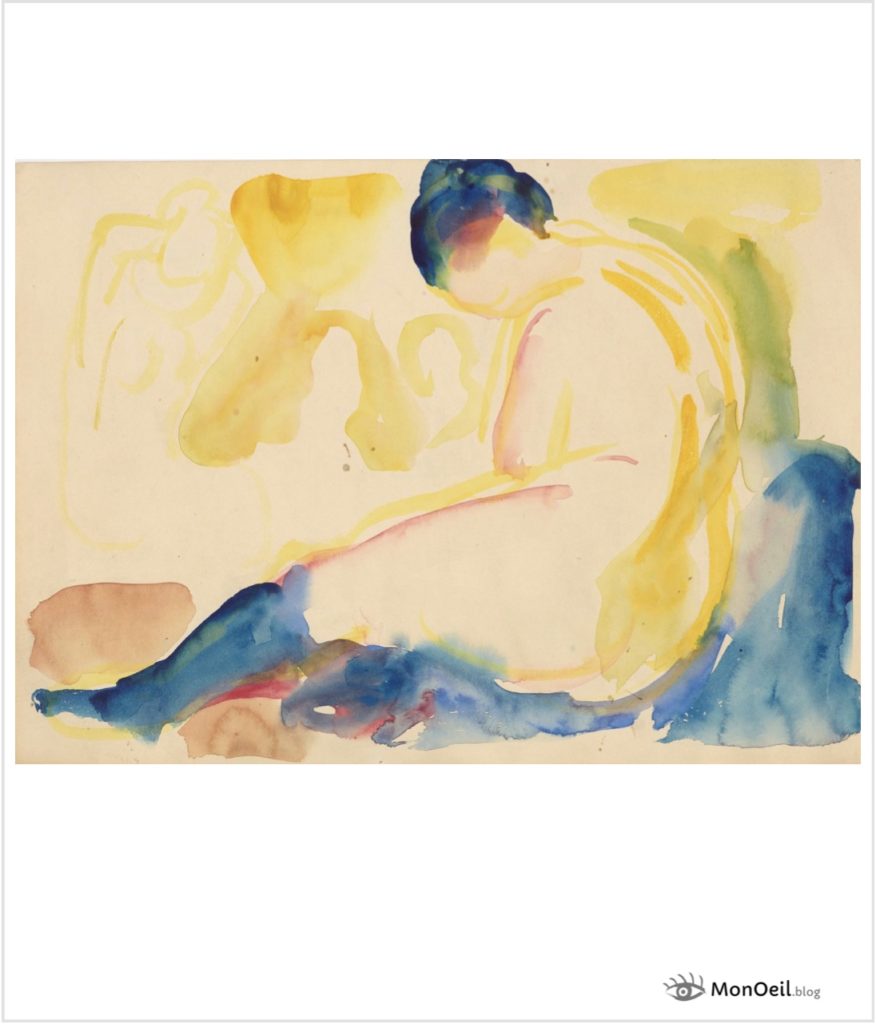 Femme nue en chaussettes bleues par Edvard Munch