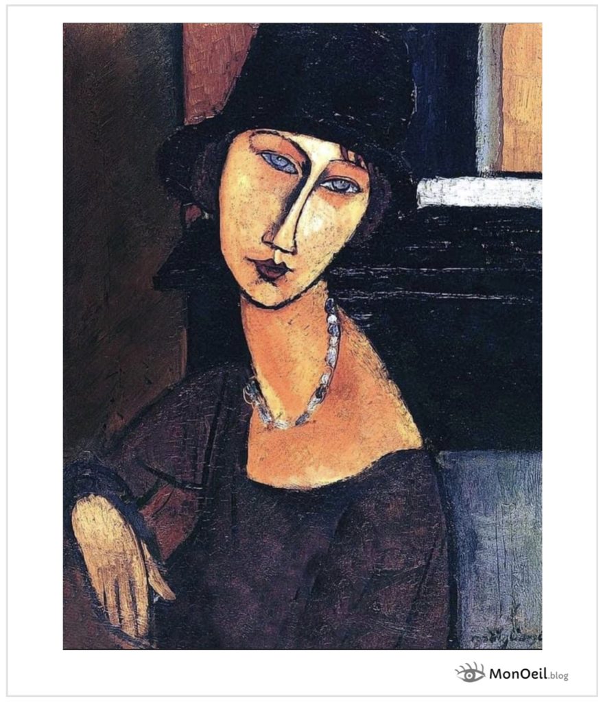 Jeanne Hébuterne avec chapeau et collier par Amedeo Modigliani 