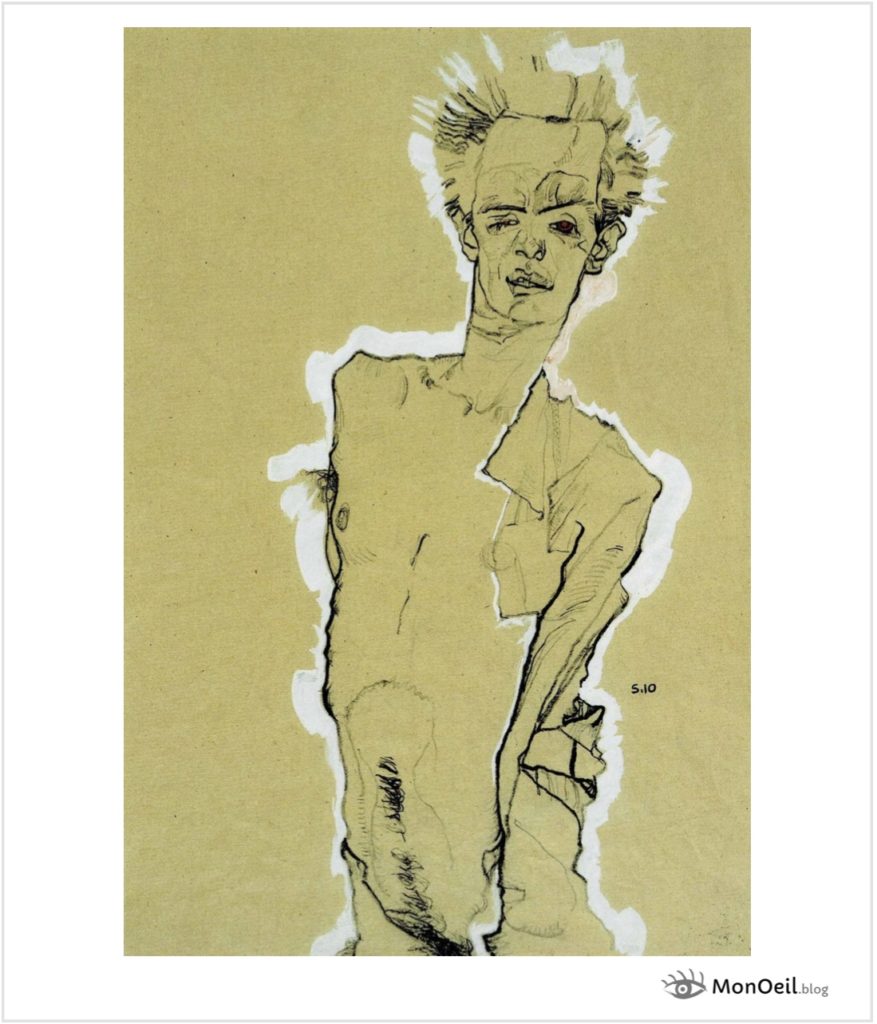 Autoportrait avec un œil rouge par Egon Schiele 