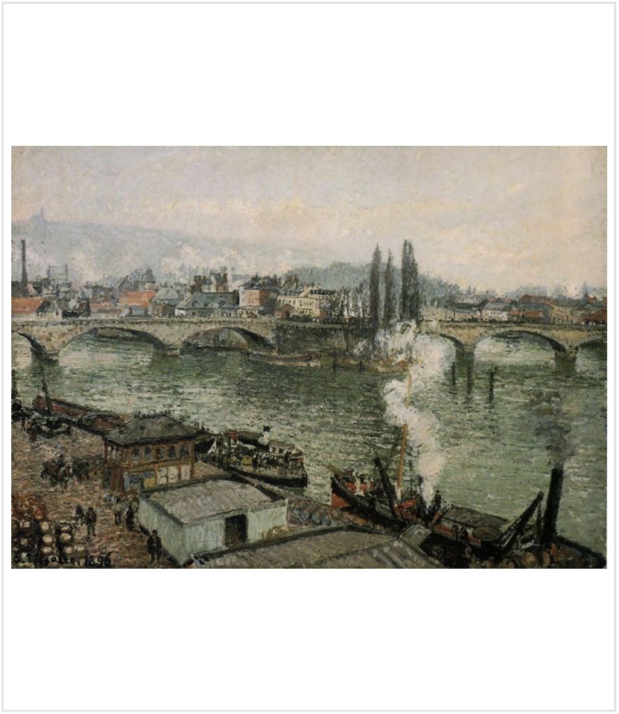 Le Pont Corneille à Rouen par temps gris par Camille Pissarro