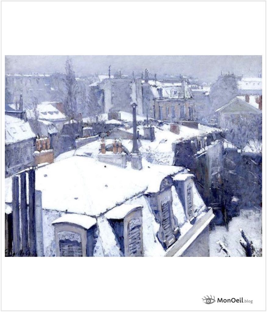 Vue de toits, effets de neige, Paris par Gustave Caillebotte