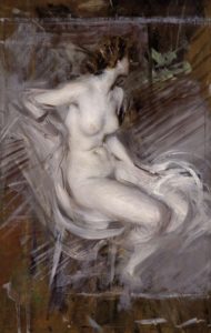 Nu assis couleur perle de Giovanni Boldini