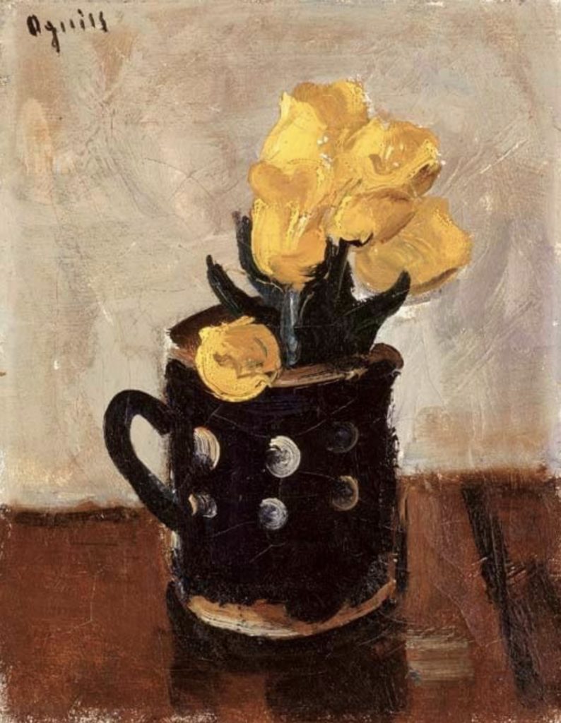 Fleurs jaunes dans un vase par Takanori Oguiss
