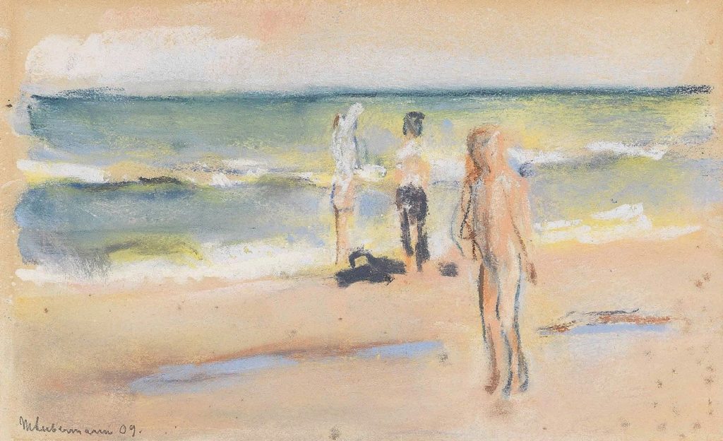 Baignade à la plage par Max Liebermann