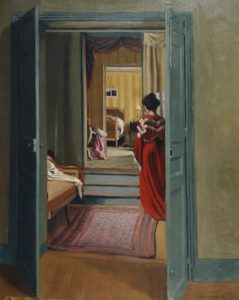 Intérieur avec une femme en rouge de Félix Vallotton,