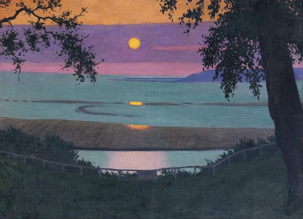Coucher de soleil à Grasse, ciel orange et violet par Félix Vallotton