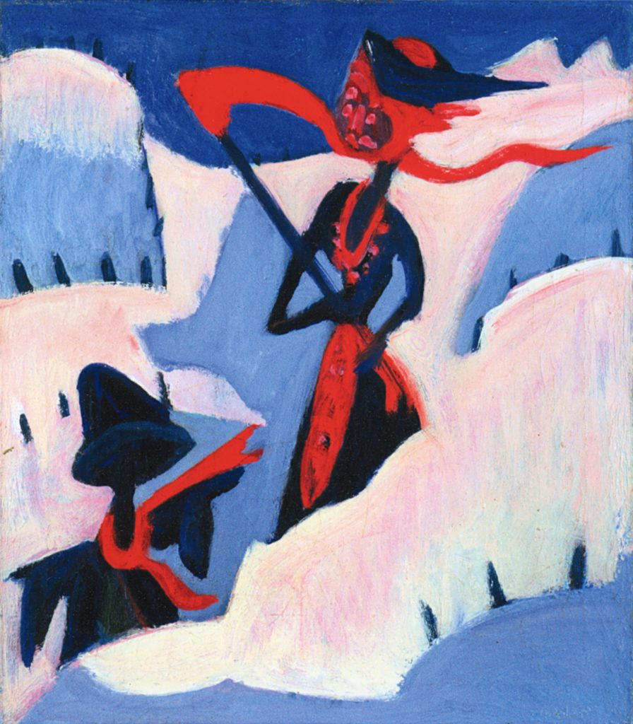 Sorcière et épouvantail dans la neige par Ernst Ludwig Kirchner