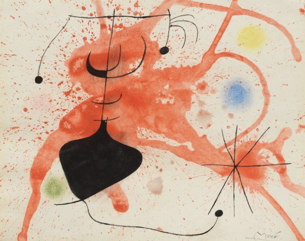 Le cœur flamboyant chasse la nuit par Joan Miró