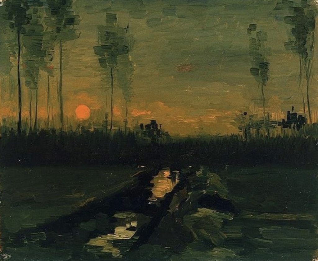 Paysage au soleil couchant, Nuenen par Vincent van Gogh