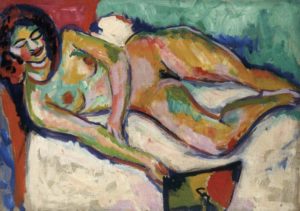 Nu couché avec un éventail par Ernst Ludwig Kirchner