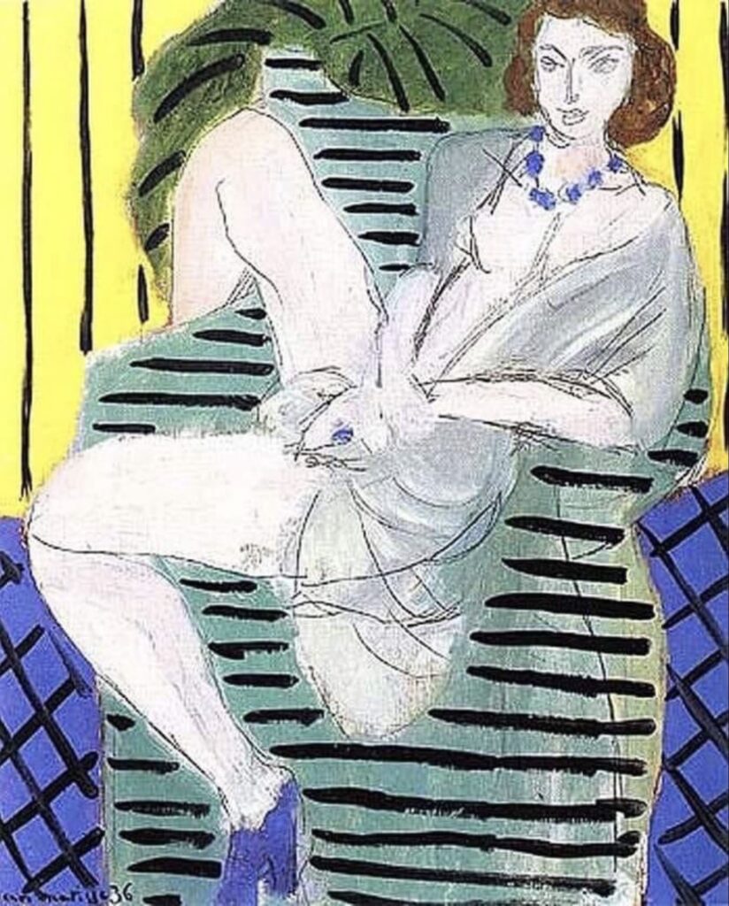 Femme en jaune et bleu par Henri Matisse