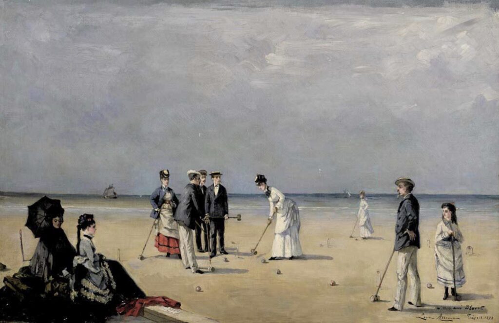 Partie de croquet sur la plage du Tréport par Louise Abbéma