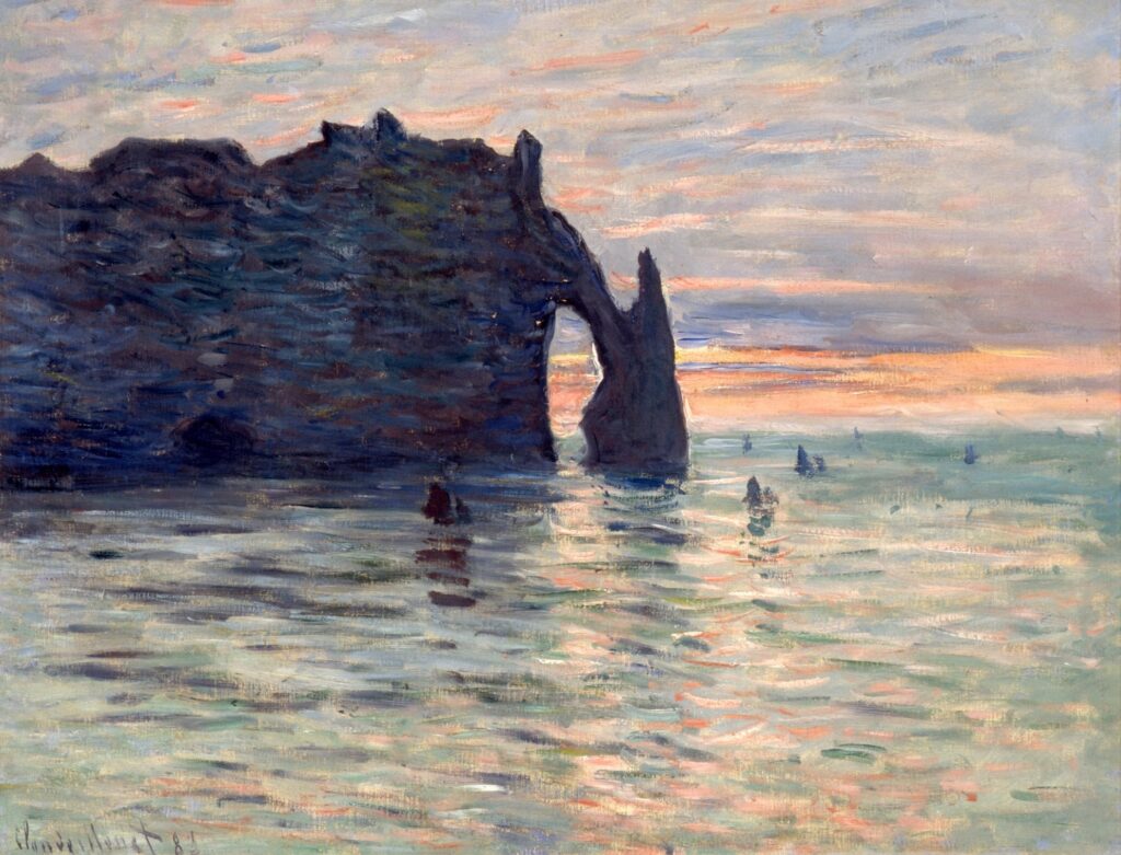 Soleil couchant à Étretat par Claude Monet