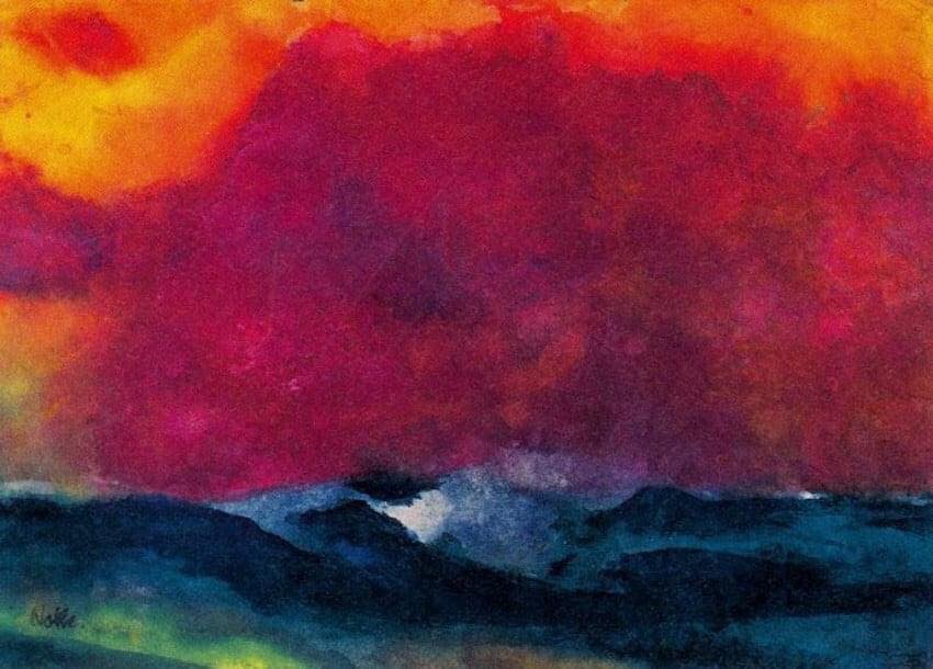 La mer avec un ciel rouge par Emil Nolde