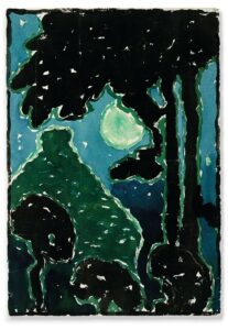 Maison avec des arbres verts par Georgia O'Keeffe