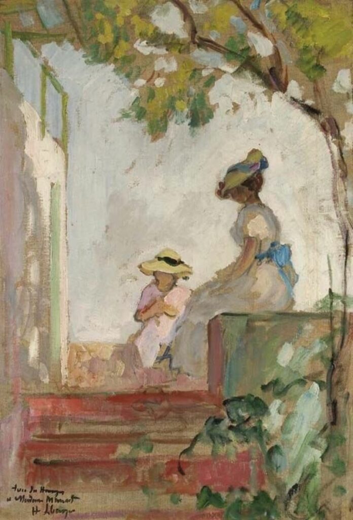 Sainte-Maxime, Madame Lebasque et sa fille sur la terrasse par Henri Lebasque
