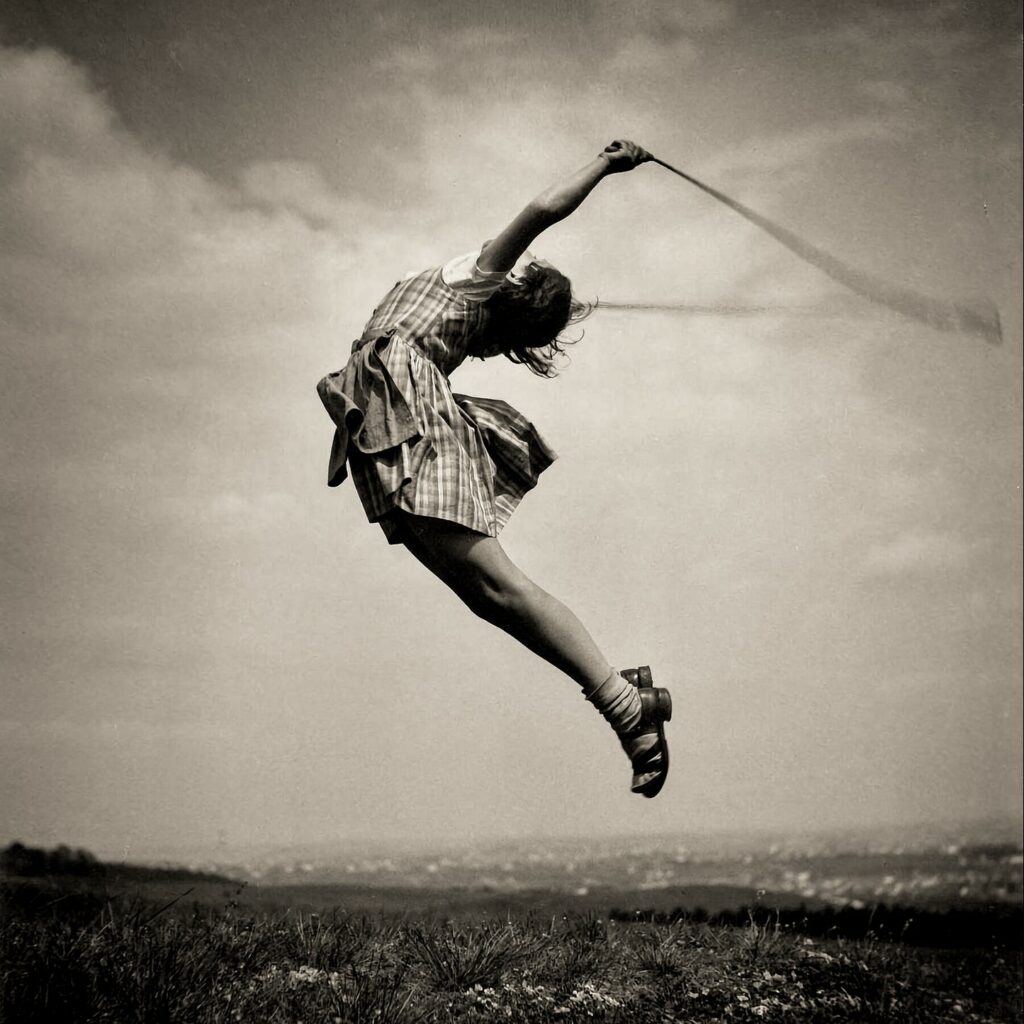 Fille avec une corde à sauter, photo de Rudolf Koppitz