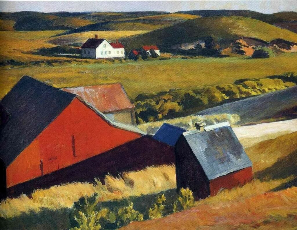 Grange et maisons par Edward Hopper