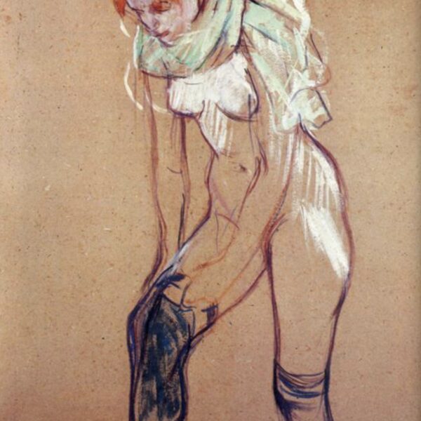 Femme mettant son bas (1894) par Toulouse-Lautrec
