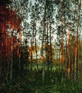 Derniers rayons de soleil, forêt d'Aspen par Isaac Levitan