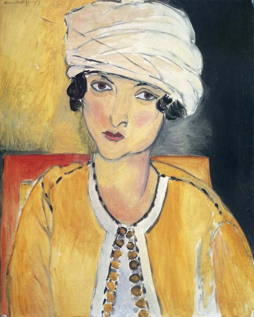 Lorette avec un turban et une veste jaune par Matisse