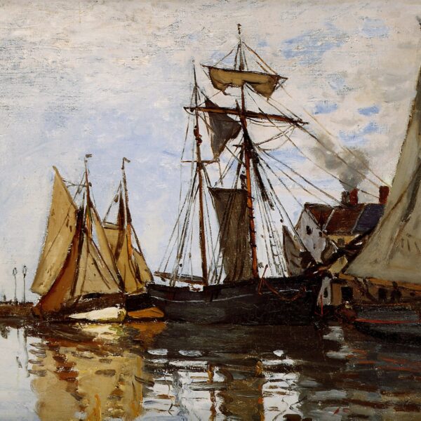 Bateaux sur le port de Honfleur par Monet