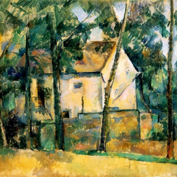 Maison et des arbres par Cézanne