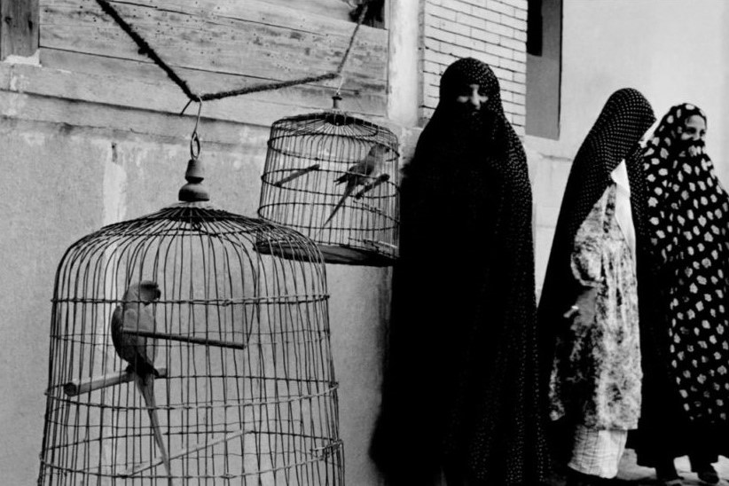 Femmes voilées et perroquets en cage, Shiraz, Iran, photo d'Inge Morath