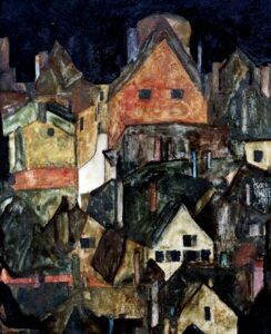 Krumau, la nuit par Egon Schiele