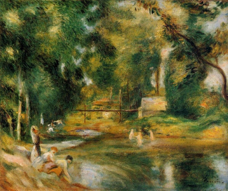 Paysage d'Essoyes Lavandière et Baigneuses de Renoir