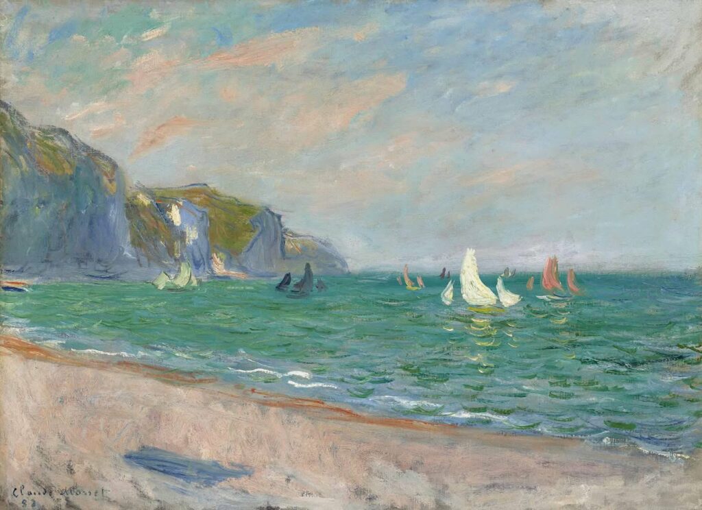 Bateaux devant les falaises de Pourville par Claude Monet
