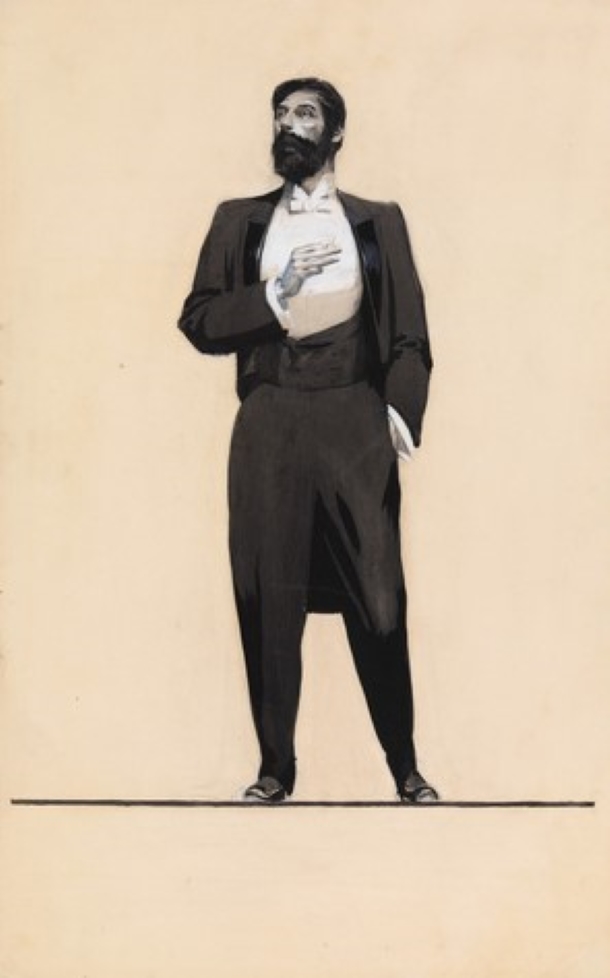 Homme debout en tenue de soirée par Hopper