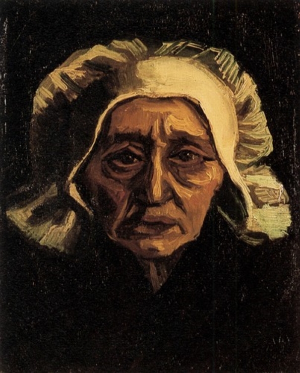 Portrait d'une paysanne avec une coiffe blanche par van Gogh