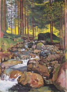 Forêt avec un ruisseau de montagne de Ferdinand Hodler