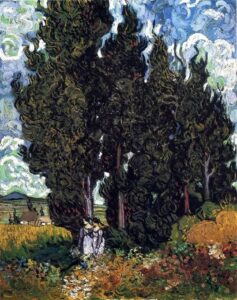 Cyprès avec deux femmes, Saint-Remy-de-Provence par Vincent van Gogh