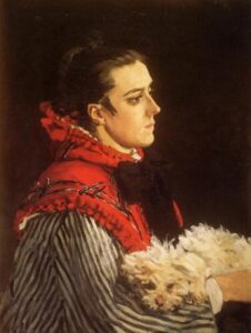 Camille avec un petit chien de Claude Monet