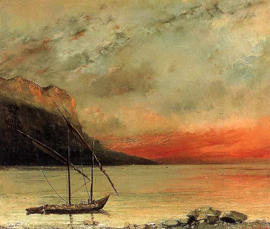 Coucher de soleil sur le Leman par Courbet