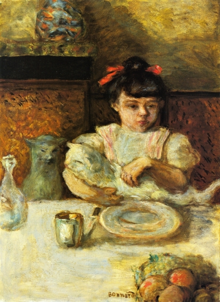 Fillette et des chats par Pierre Bonnard