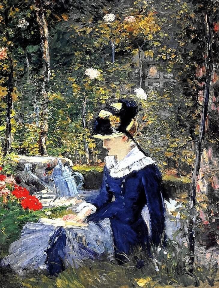 Femme lisant dans le jardin par Edouard Manet