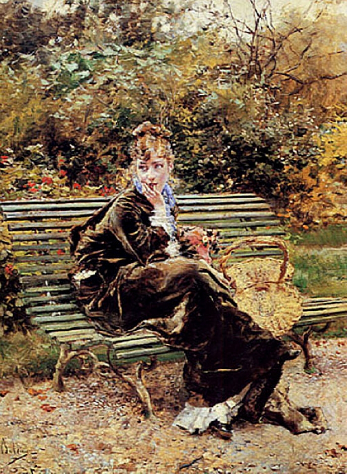 Assise dans le jardin par Giovanni Boldini