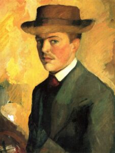Autoportrait au chapeau par August Macke
