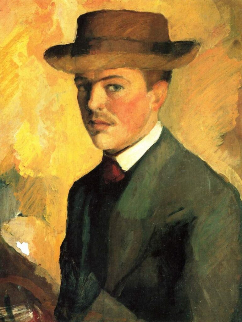 Autoportrait au chapeau par August Macke